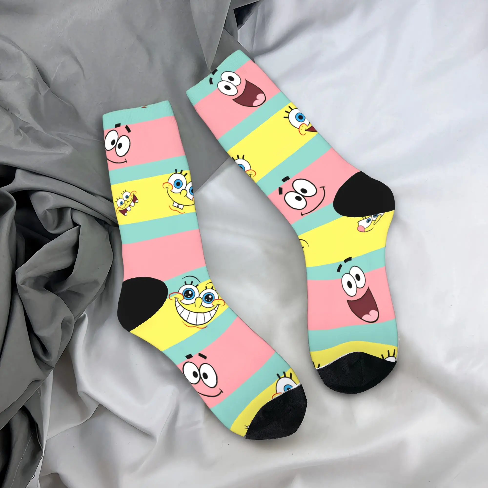 

S-Spongebobs Stockings Graphic Harajuku Socks Autumn Non-Slip Socks Women Men Cycling Quality Socks