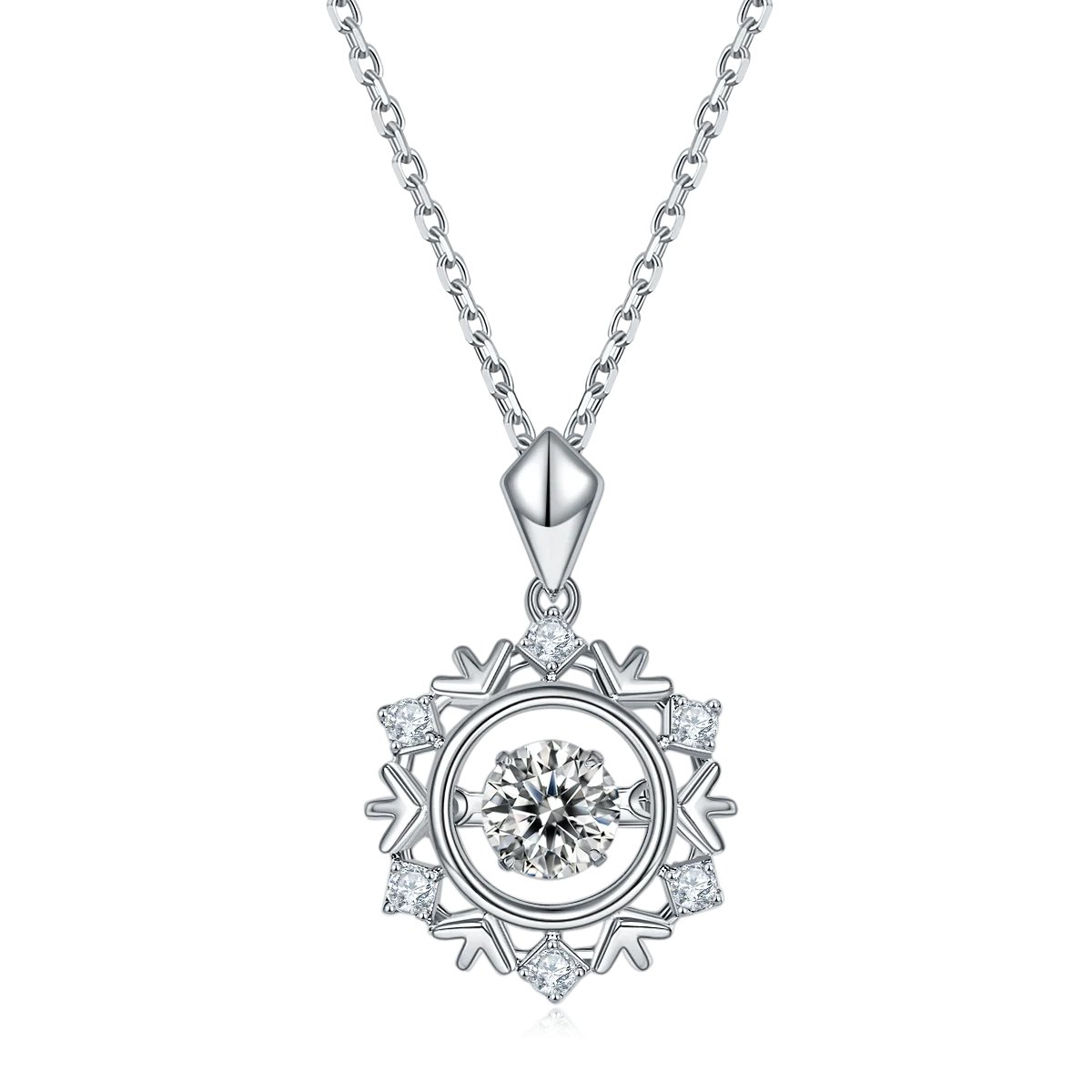 LUSTER Moissanite Pendant Necklace  D Color 925 Sterling Silver 18K White Gold Plated Diamond Test Passed Jewelry Gift for Women