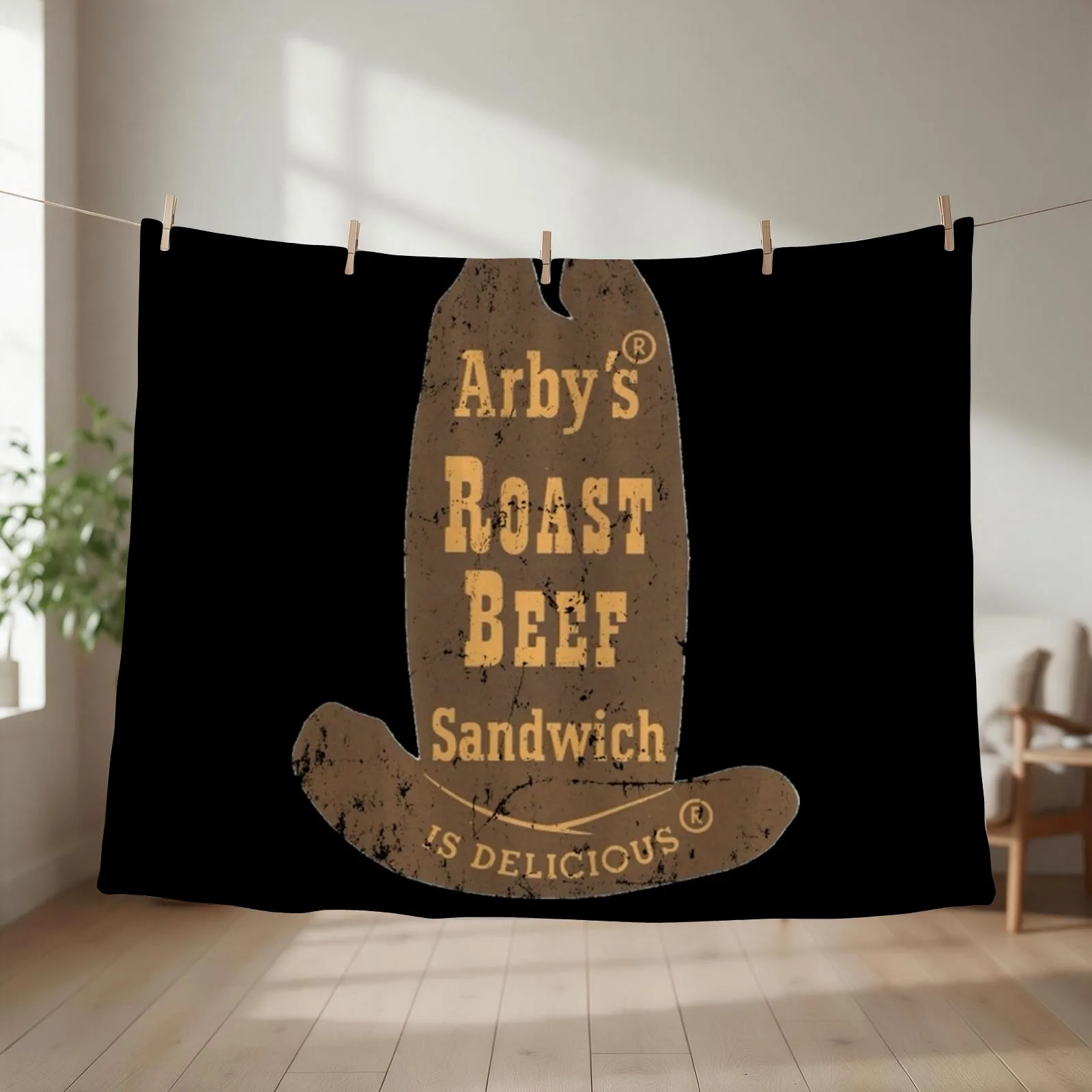 Arby's Roast Beef Shirt Throw Blanket couch cozy soft plush fuzzy picnic outdoor blanket
