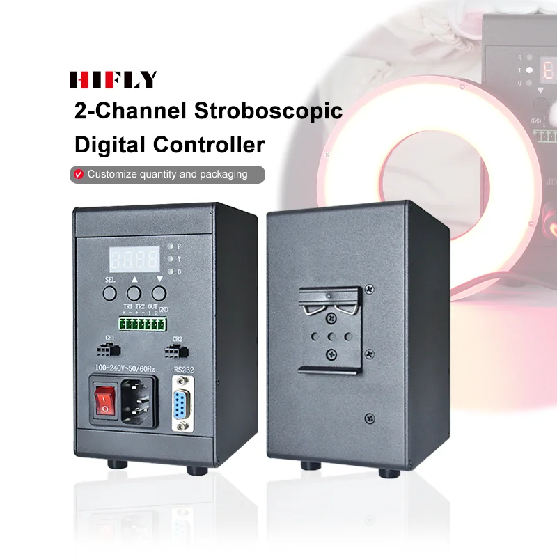 Stroboscopic Digital Two-Channel LED Dimmer Controller with Manual Switch for Machine Vision Lighting