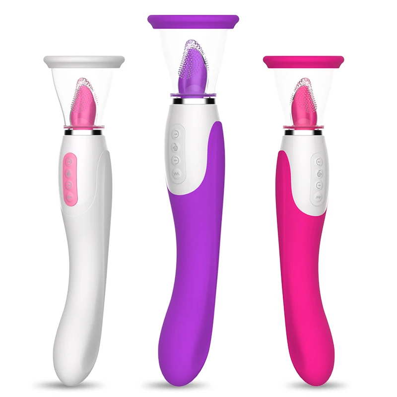 Dual Head Clitoris G-spot Clit Sucker Tongue Licking Sucking Pump Sex Toys for Women Dildo Vibrator