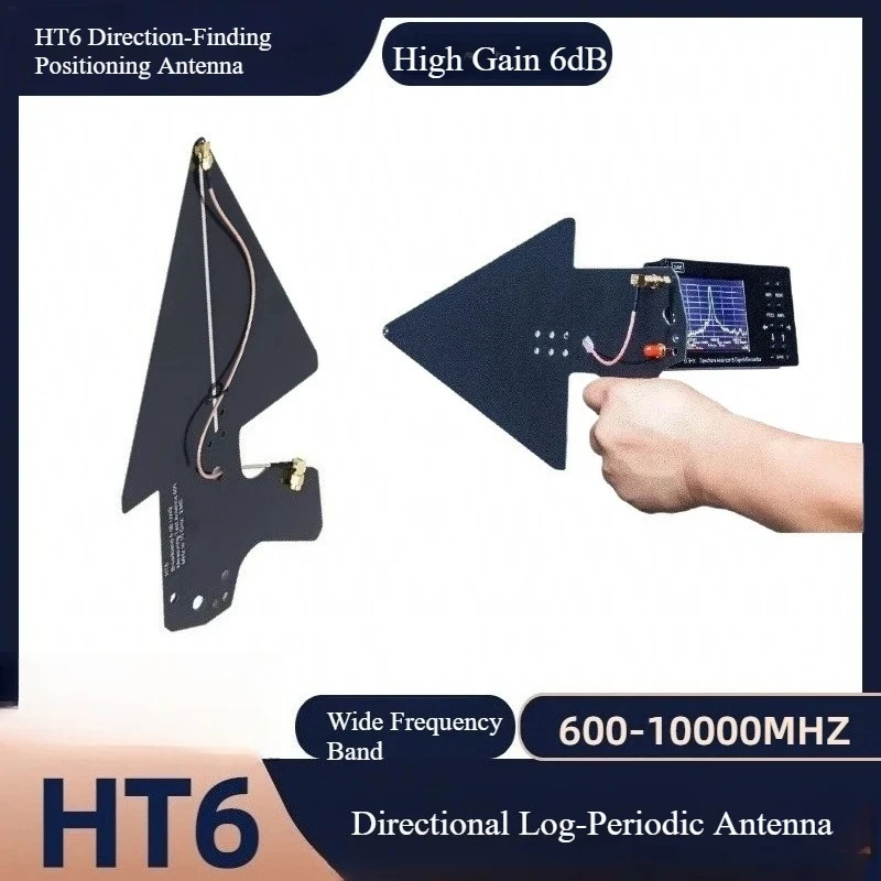 HT6 Log‑Periodic Antenna, 0.6‑10GHz High‑precision Direction‑Finding for Spectrum Analysis & Signal Location, Full‑band Coverage