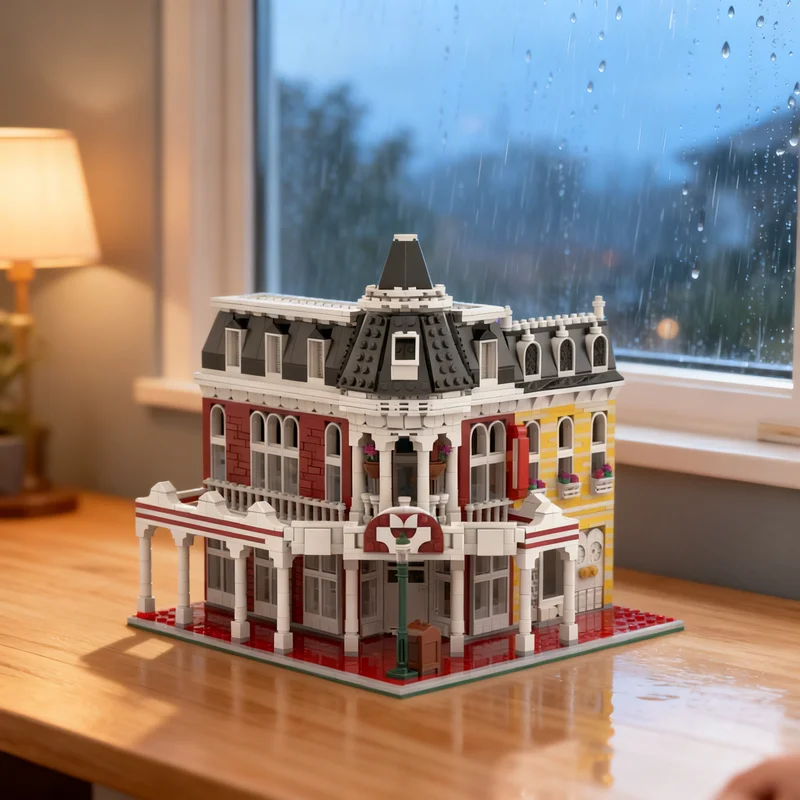 2230pcs MOC Disnay Ice Cream Parlor Deluxe Main Street USA Model Building Blocks Toys Christmas Gifts Construction Creative