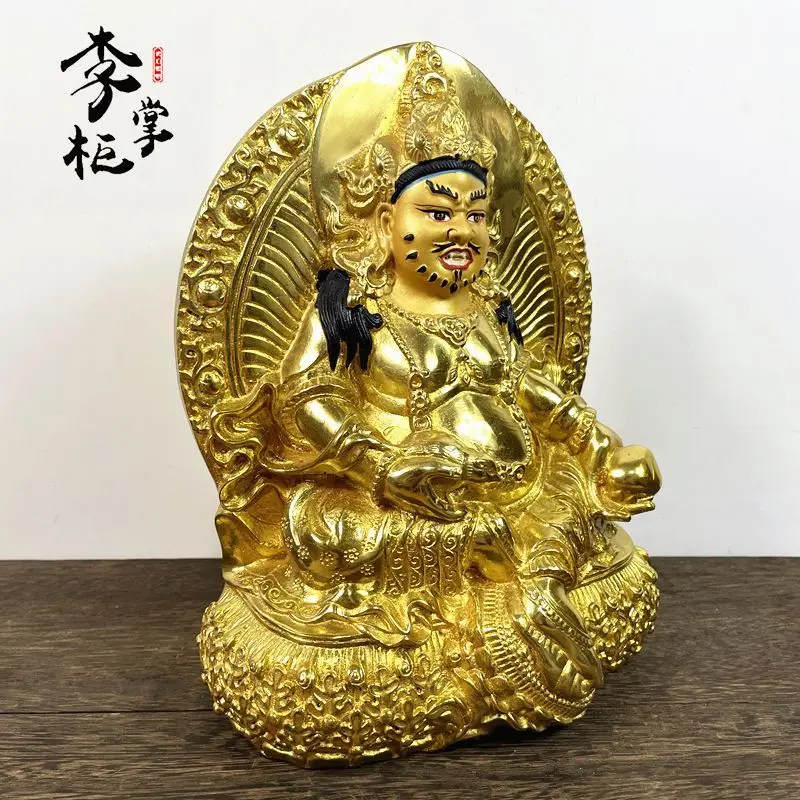 Tibetan Tantra Full Gilt Large Pure Copper Yellow God of Wealth Buddha Statue Ornament Tibetan Chambala Protector God of Wealth