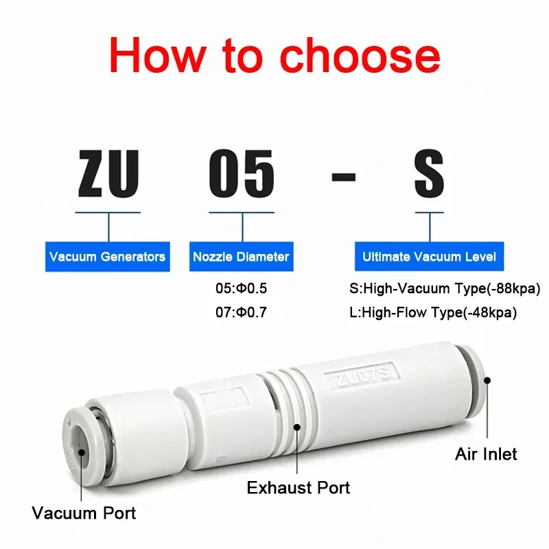ZU Series Vacuum Generators Vacuum Negative Pressure Generator ZU05S ZU07S Manipulator ZU05L ZU07L Large Flow
