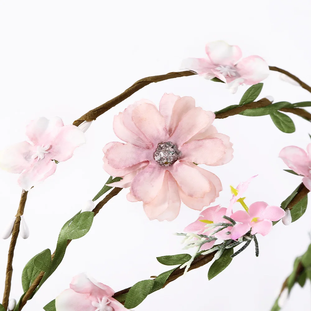 Women Girls Vine Flower Rattan Headband Bride Flower Crown Hairband Hair Accessories Wedding Party Spring Wreath Headwear 2024