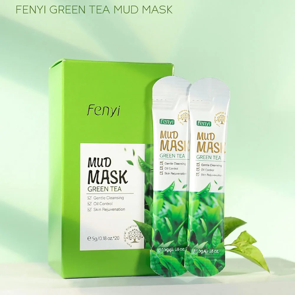 

Набор глиняных масок Fenyi Green Tea (5 г x 20 шт.), дорожный формат, для глубокого очищения пор, увлажняющая маска для сужения пор