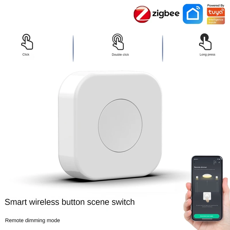 2 Tuya Zigbee Button Smart Home Scene Switch Wireless Remote Control Intelligent With Zigbee Gateway