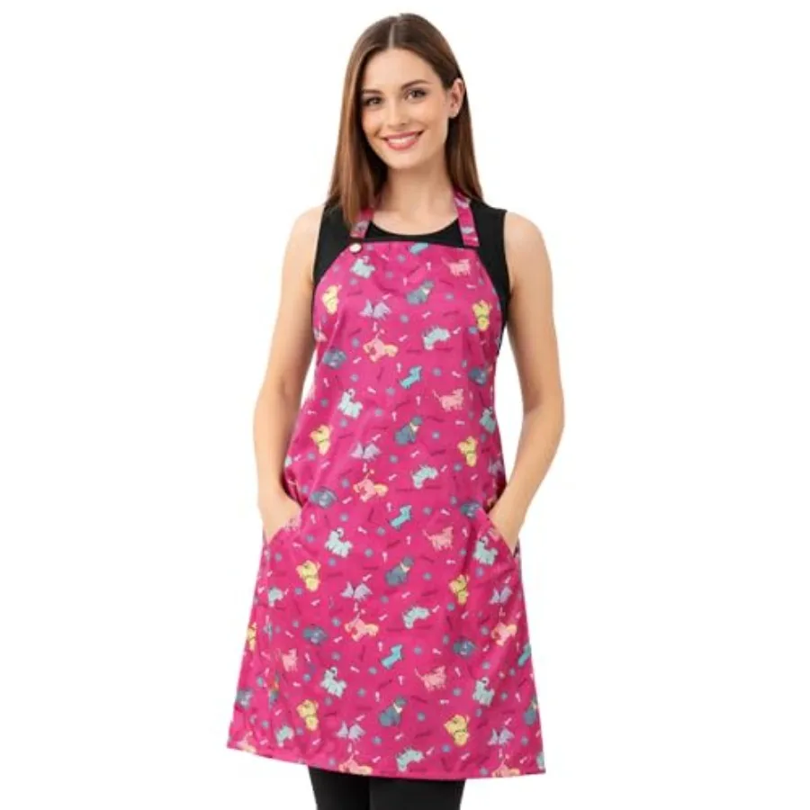 

Ladybird Line 609 Pink Dog Waterproof Grooming Apron Hair Bleach Resistant Adjustable Neck Band Breathable Mesh Lining