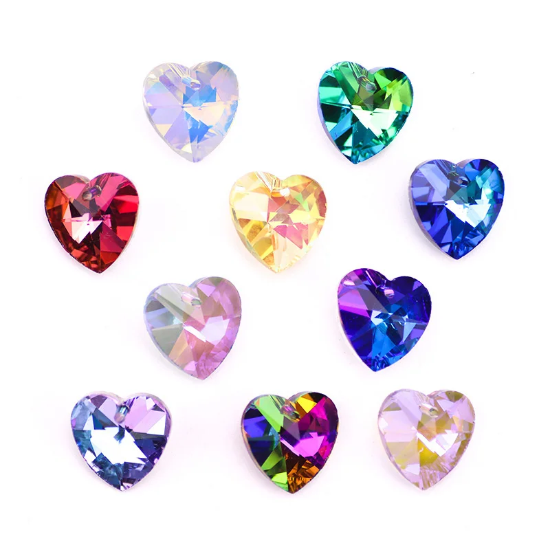 All Size Multi Color Shape Charms Crystal Heart Beads Glass Bead Peach Pendant Gems For Jewelry Making Necklaces Earrings DIY