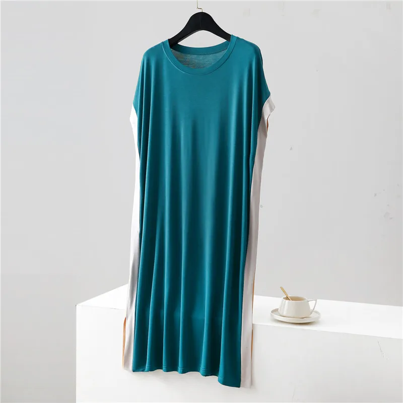 Casual Night Wears For Women New Loose Summer Nightgowns Female Modal Comfortable Nightdress Matching Color Sleepwear Dress