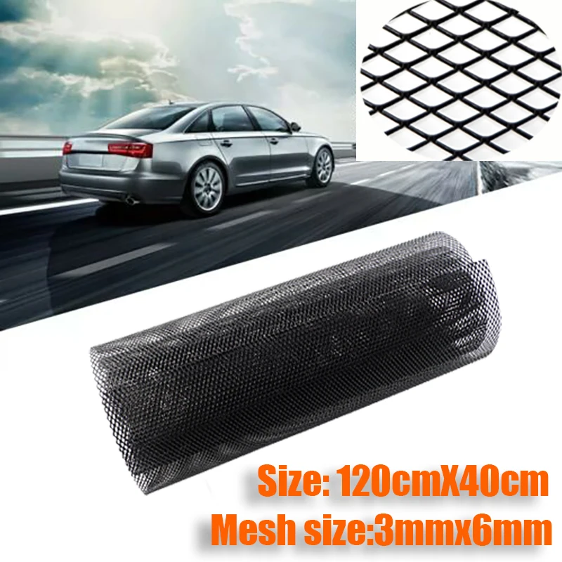 120*40cm Diamond 3x6mm Car Bumper Grille Aluminum Mesh Car Grid Ventilation Exterior Protection Filter Black DIY Bike Motorcycle