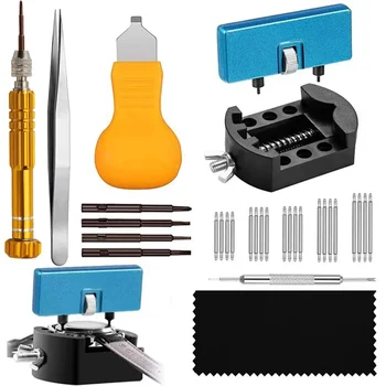 31 Pieces Watch Battery Replacement Kit Service Screwdriver Watch Band Replacement Tool Shell Opener Ideal Choice for Gifts