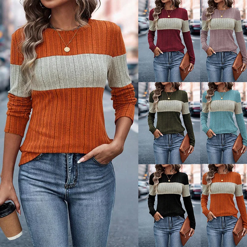 

2024 Winter Europe and United States Explosion Models Popular Loose Casual Multi-Color Women's Long-Sleeved Sweater Shirt