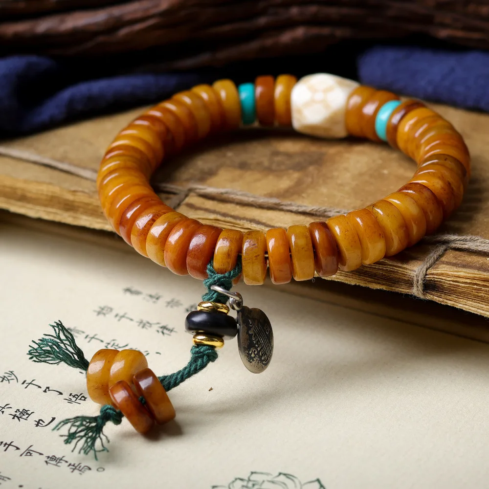 2026 new yak bone pill bead bracelet original cultural toys gossip card Chinese style string