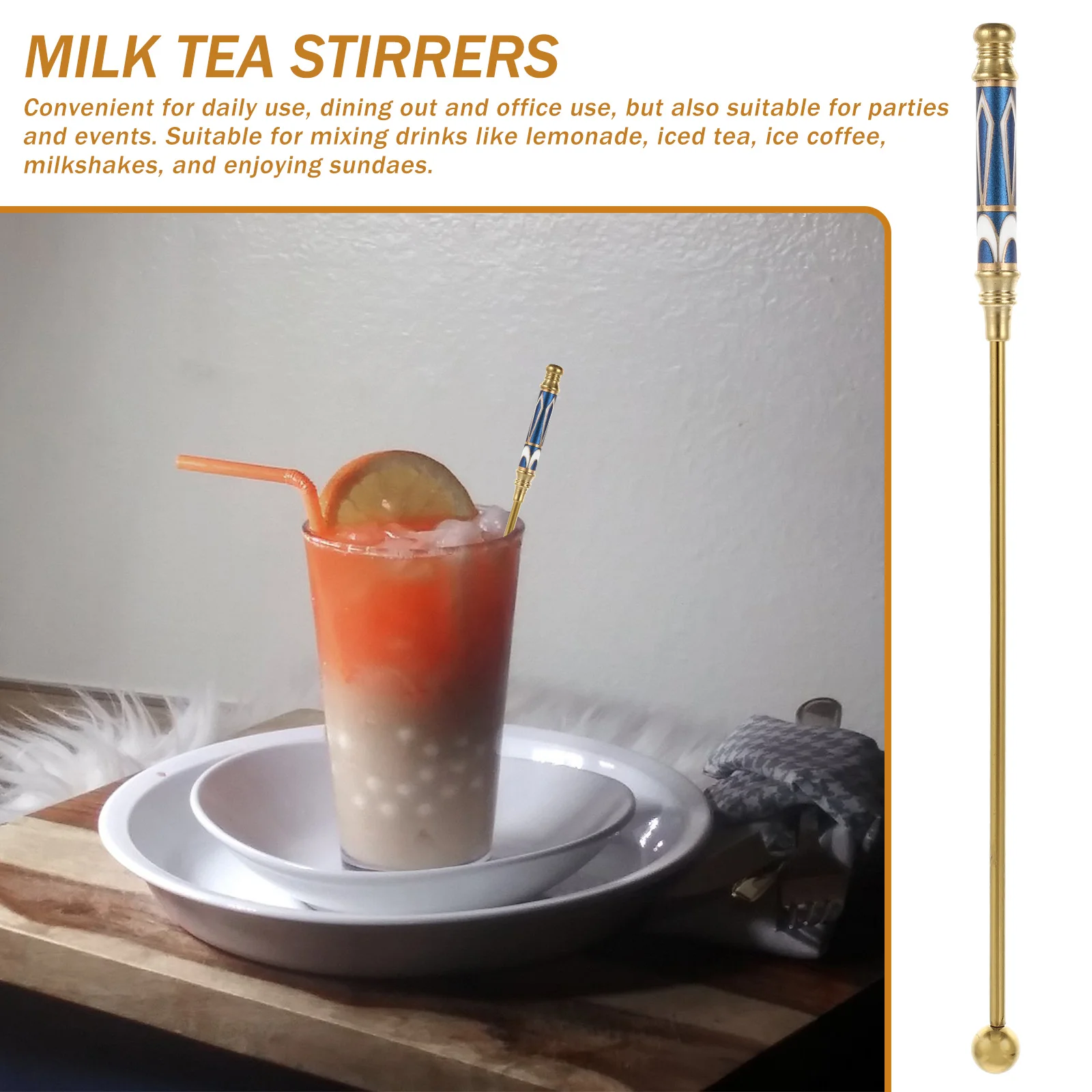 

Stainless Steel Coffee Stirring Rods Mixing Sticks For Iced Tea Lemonade Cocktail Blender Bar Tool