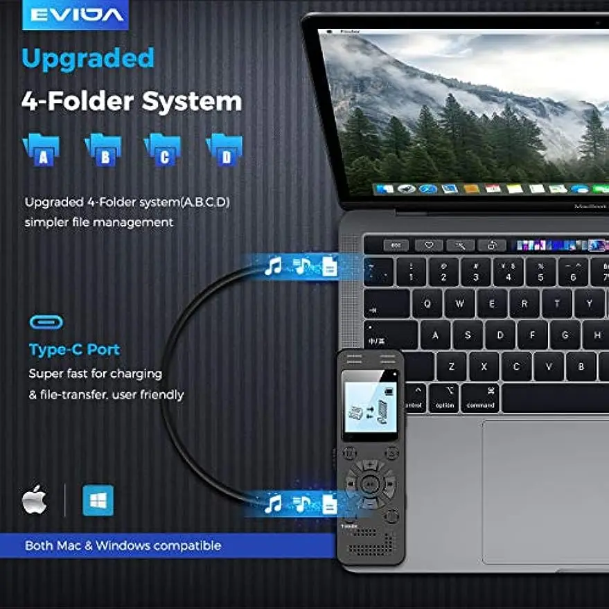 강의 회의용 디지털 음성 녹음기, 음성 활성화 녹음 장치, 재생 암호 포함 오디오 녹음기, 64GB