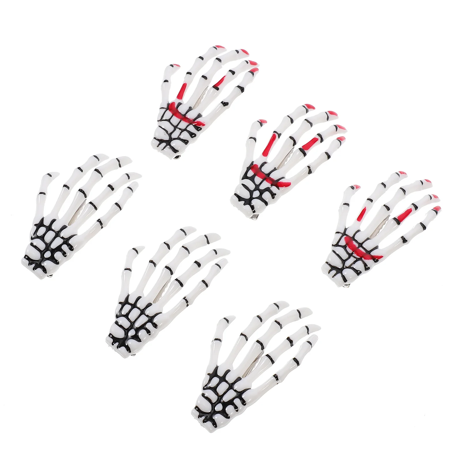 

6 Pcs Halloween Headdress Hair Barrettes Hand Hairpin Grip Resin Bone Holder