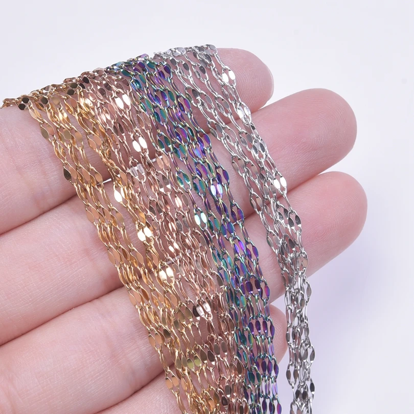 10pcs/Lot Lips Chains Rose Gold/Rainbow/Silver/Gold Color 40+5cm Stainless Steel Chain Necklaces For Women Girl DIY Accessories