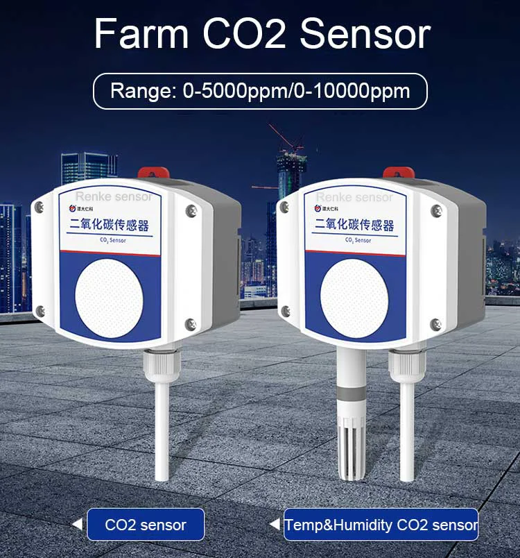 Detector de concentração de dióxido de carbono Renke 5000ppm 10000ppm 4-20mA RS485 Sensor de monitoramento de CO2
