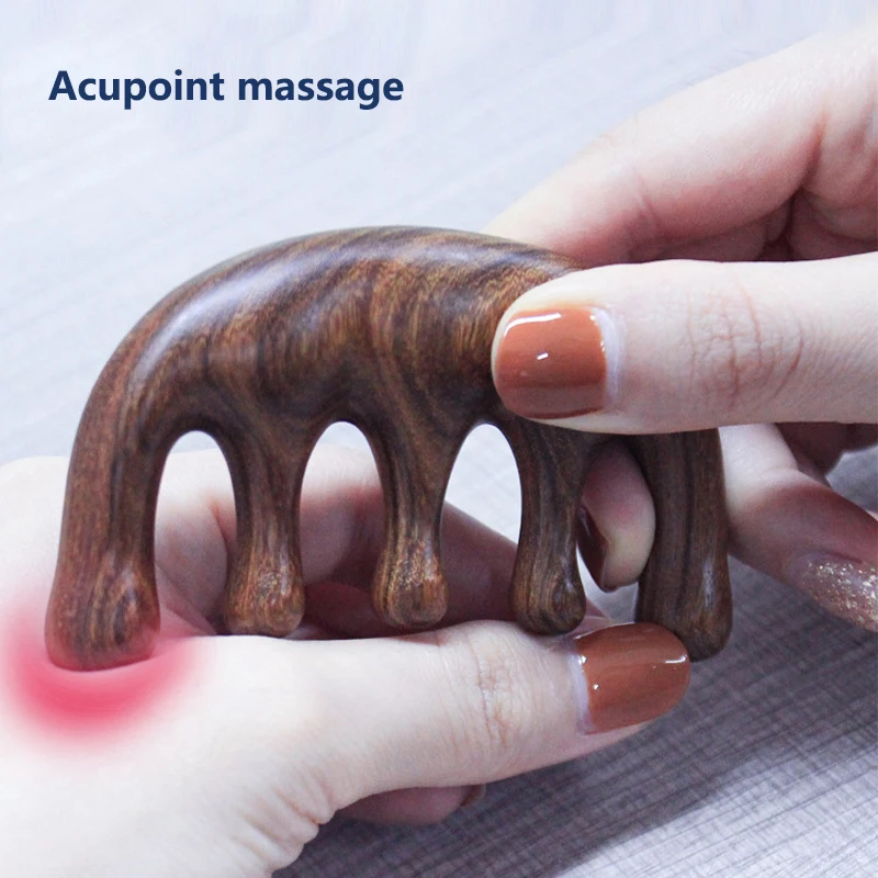 Sandalwood Hair Comb Scalp Relax Acupoint Massager Portable Wooden Handle Comb Anti-static Styling Tool