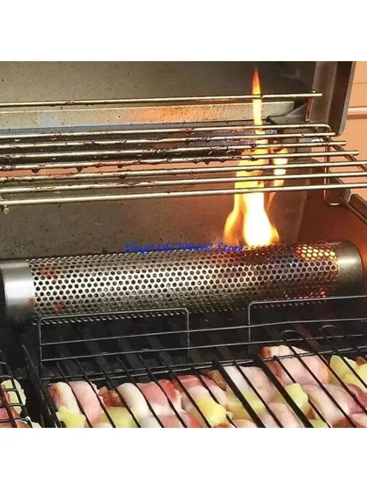 547F Tubos malla Generadores humo Barbacoa inoxidable Pellet Fumadores Utensilios cocina