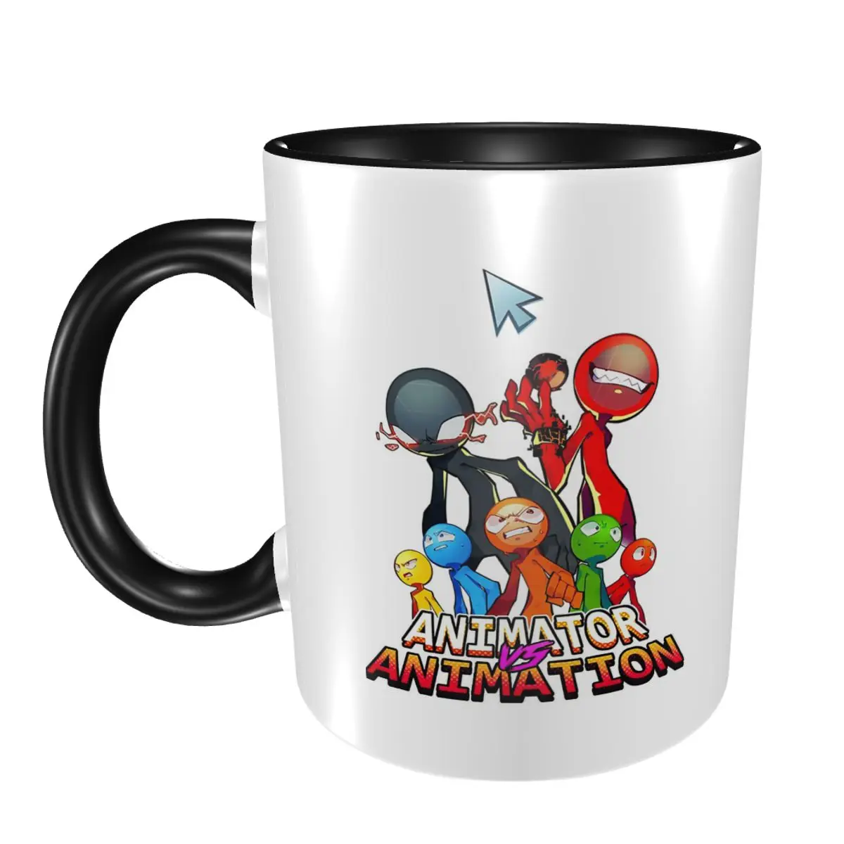 

Alan Becker Five Stick Figures With Fire Mouse Pickaxe Mug Funny Ceramic Coffee Cups Tea Mugs Milk Cup Drinkware Gift for Friend