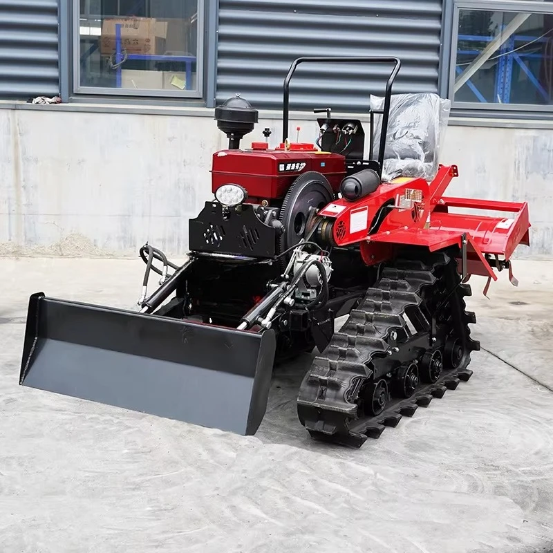 Mini Agricultural Equipment Farming Tractor with Crawler Cultivator Tiller Featuring Core Components Engine Gearbox Motor