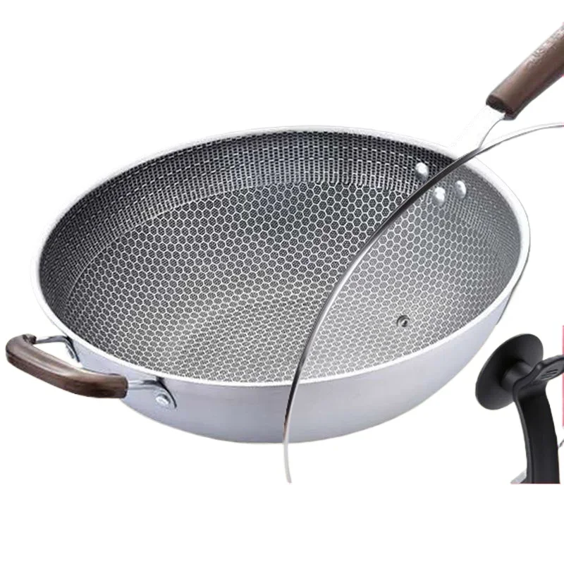 32cm Frying Pan,Stainless Steel Skillet Nonstick Fry Pans Chefs Pans Wok Pan for Gas Electric Induction Ceramic Stoves