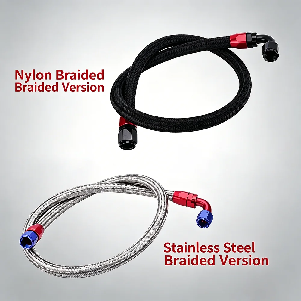 CPE rubber AN4 AN6 AN8 AN10 AN12 AN16 AN20 fuel hose, oil and gas cooler hose pipeline, nylon stainless steel braided lining