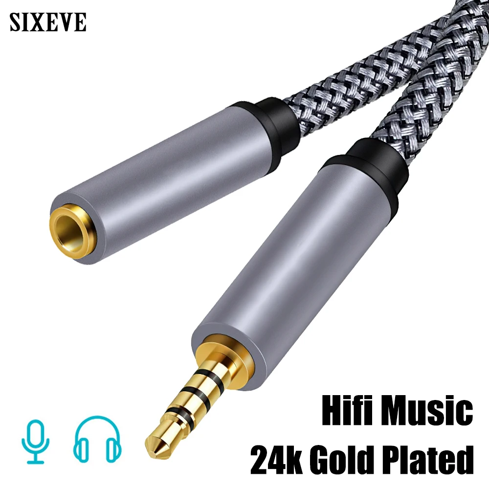 High quality Aux Cable 3.5mm To 3.5 mm TRRS For Headset Mic Car Jack Audio Connector Extension Wire HIFI Sound 1/2/3/5/10 Meters