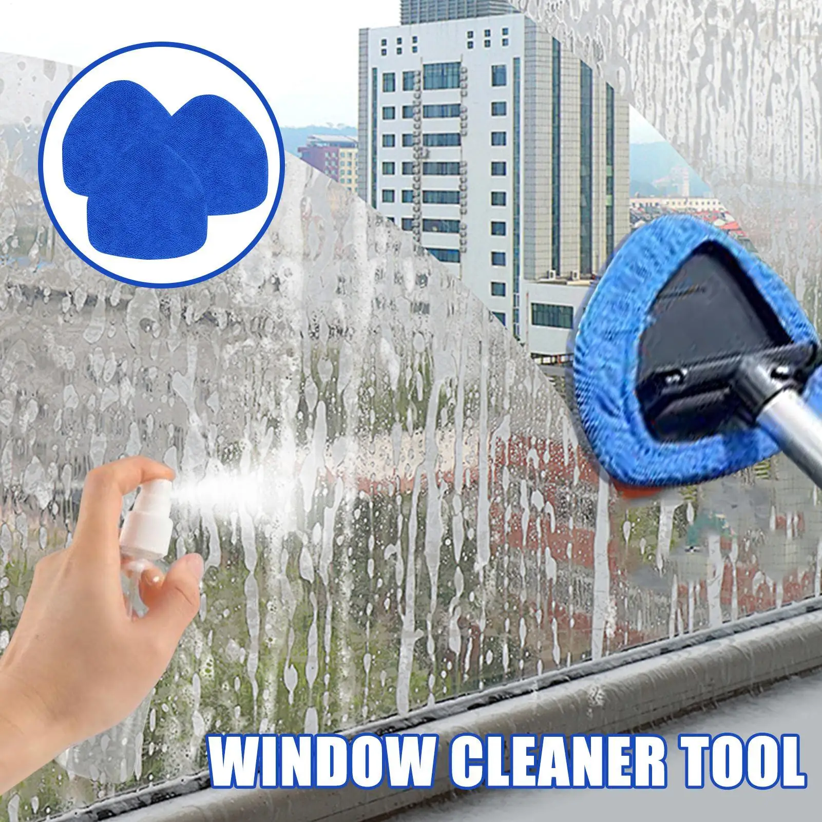 6pcs Car Window Cleaning Kit Retractable Handle Fiber Glass Defogger Mop fiber optic window scraper For Auto Glass