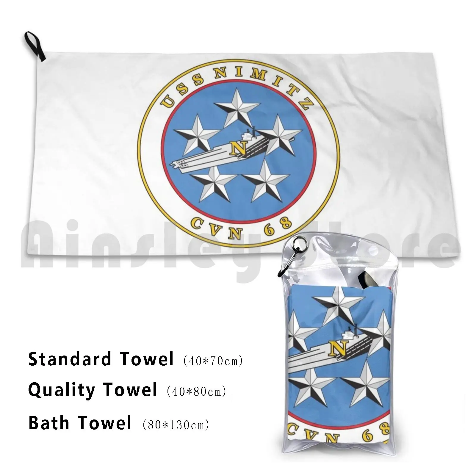 Uss Nimitz Cvn-68 Toalla de baño Cojín de playa Uss Nimitz Cvn 68 Cvn 68 Cvn 68 Veterano Carrier Logo Emblema Parche Escudo