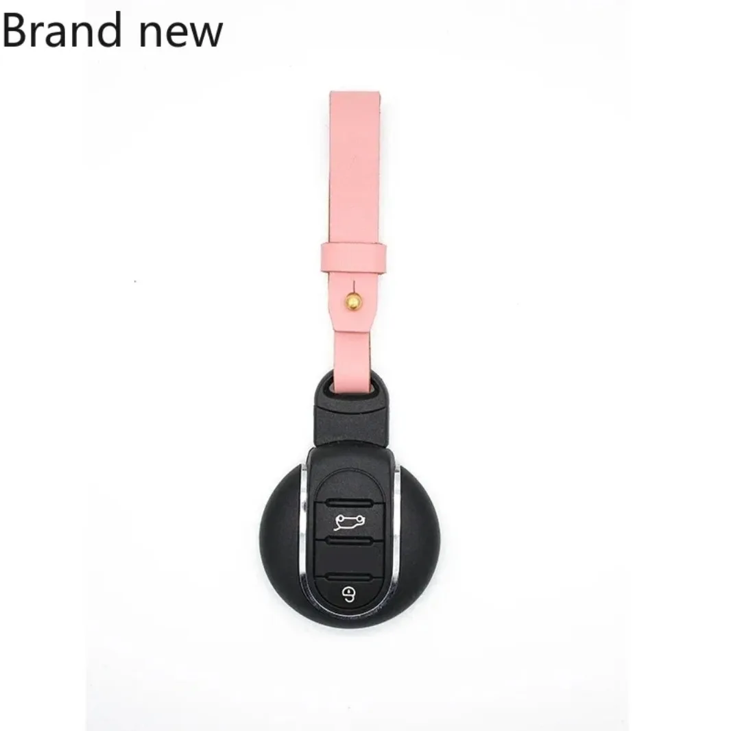 

For Mini Countryman Clubman Cooper Leather Pink Handmade Car Keychain Key Ring Holder