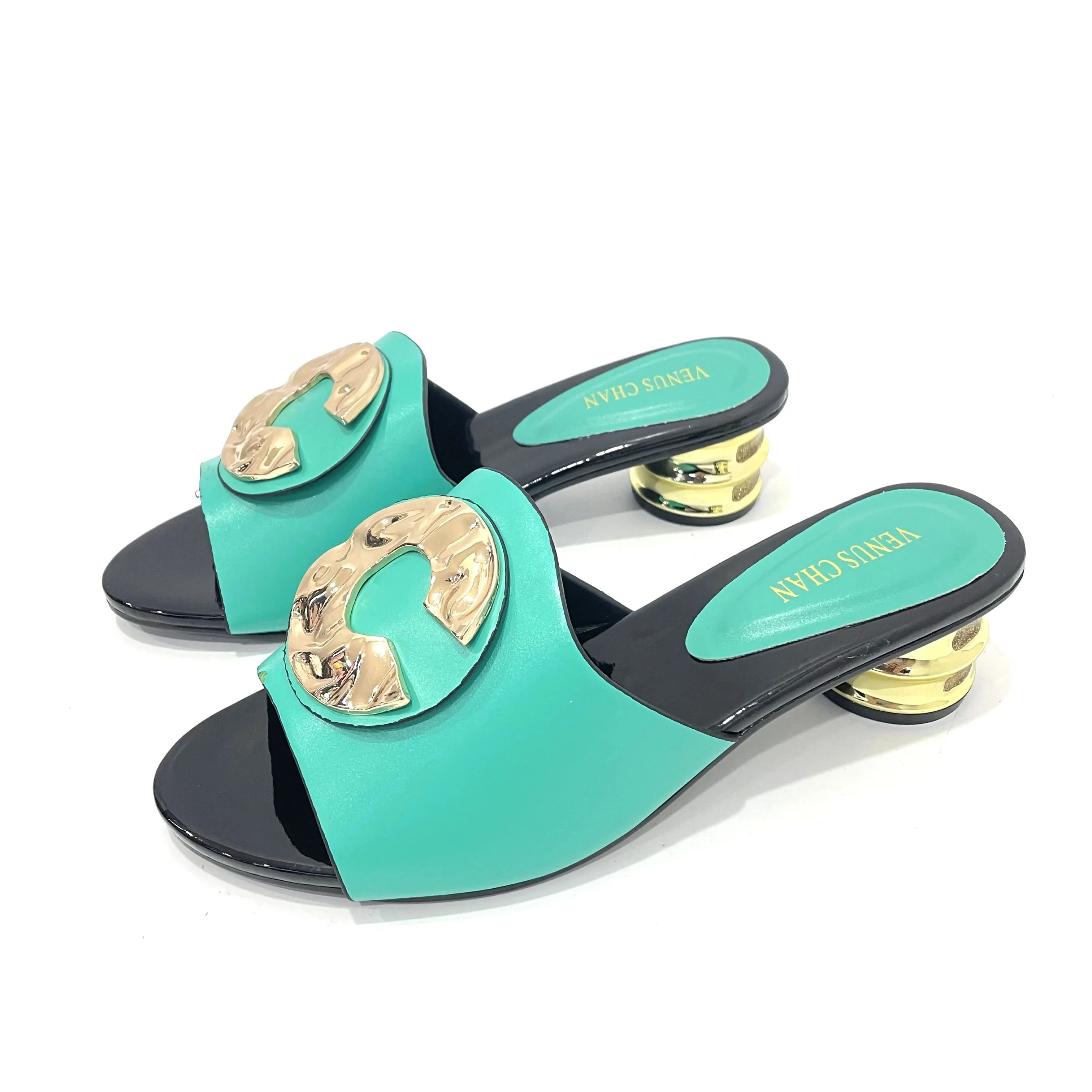 

Лето 202, новое зеленое поступление, специально разработанные черные африканские женские туфли на низком каблуке с круглым носком для свадебной вечеринки