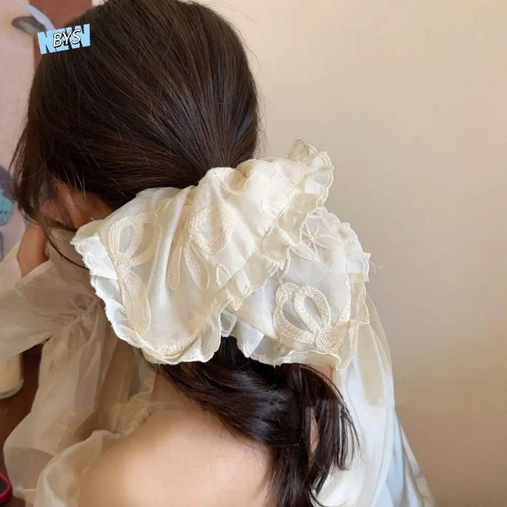 

Fashion French Style Lace Scrunchies Large Temperament Women Hair Scrunchies Elegant Ponytail Holder Oversized Hair Ropes Daily