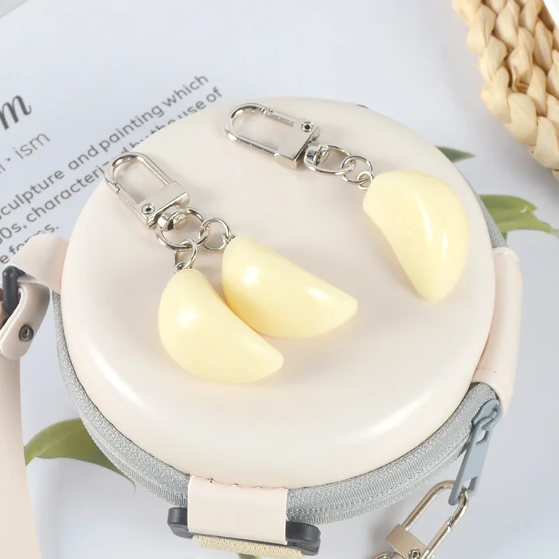 Unique Garlic Food Keychain Simulation Vegetable Key Chains For Women Men Backpack Bag Pendant Car Keyrings Funny Gift Wholesale