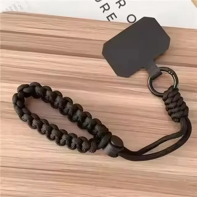 Leuke gevlochten mobiele telefoonkoord anti-verlies korte polsband hanger mode hangende riem snoepkleuren touwketting
