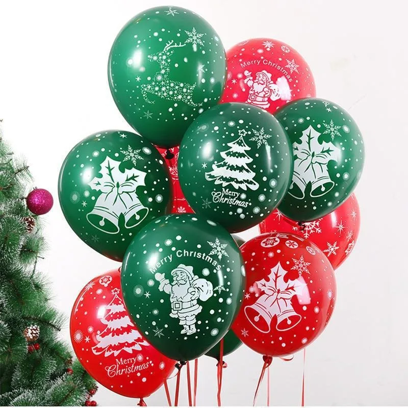 10/30PCS Christmas Balloon 12 inch Thick Christmas Decorative Balloon Snowflake Printed Balloon Shopping Mall Store Event