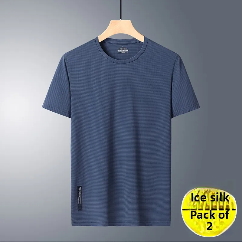 

Ice Silk ort Sve T-irt Men's Color Mid-aged And ly Dad Summer Fitn Sport Qui-dry Clothing Casual Sle