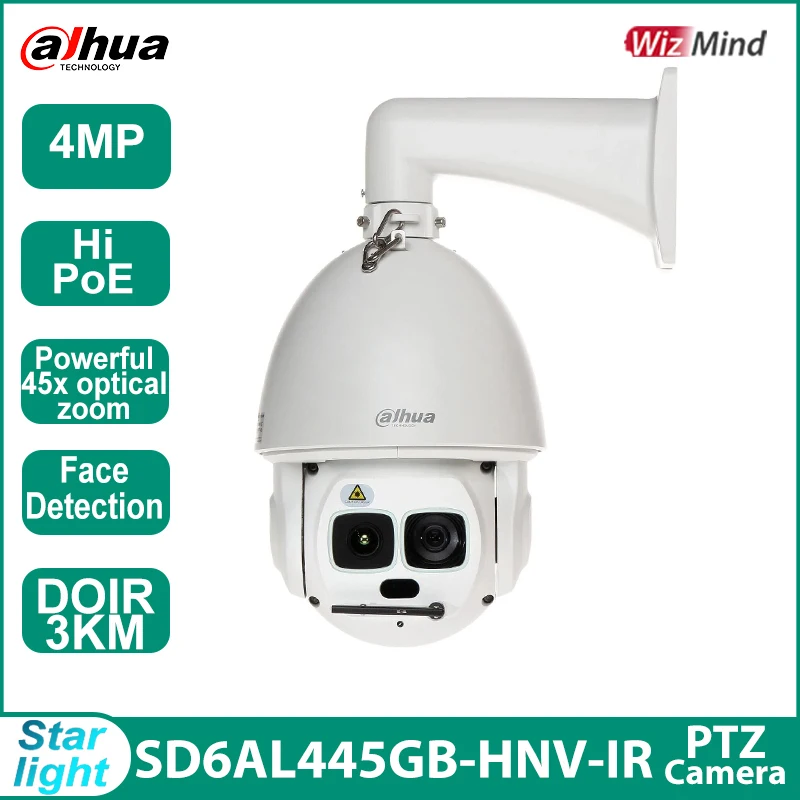 Dahua SD6AL445GB-HNV-IR 4MP HD Outdoor PTZ  IP Camera 45X Zoom DOIR WizMind Hi-POE Auto tracking StarLight Surveillance Camera