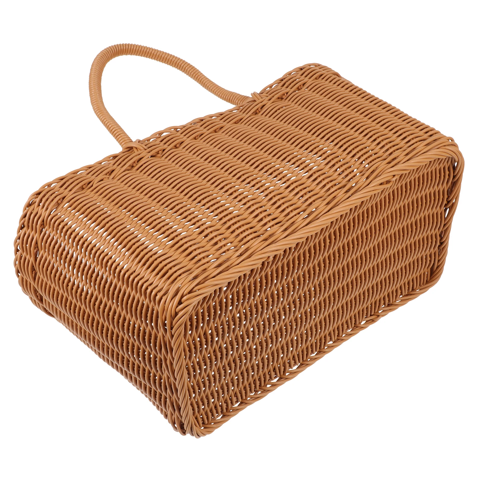 

1pc Japanese Style Vegetable Basket Storage Egg Decorative Natural Lightweight Plastic Woven Handled Organizer for Home Office