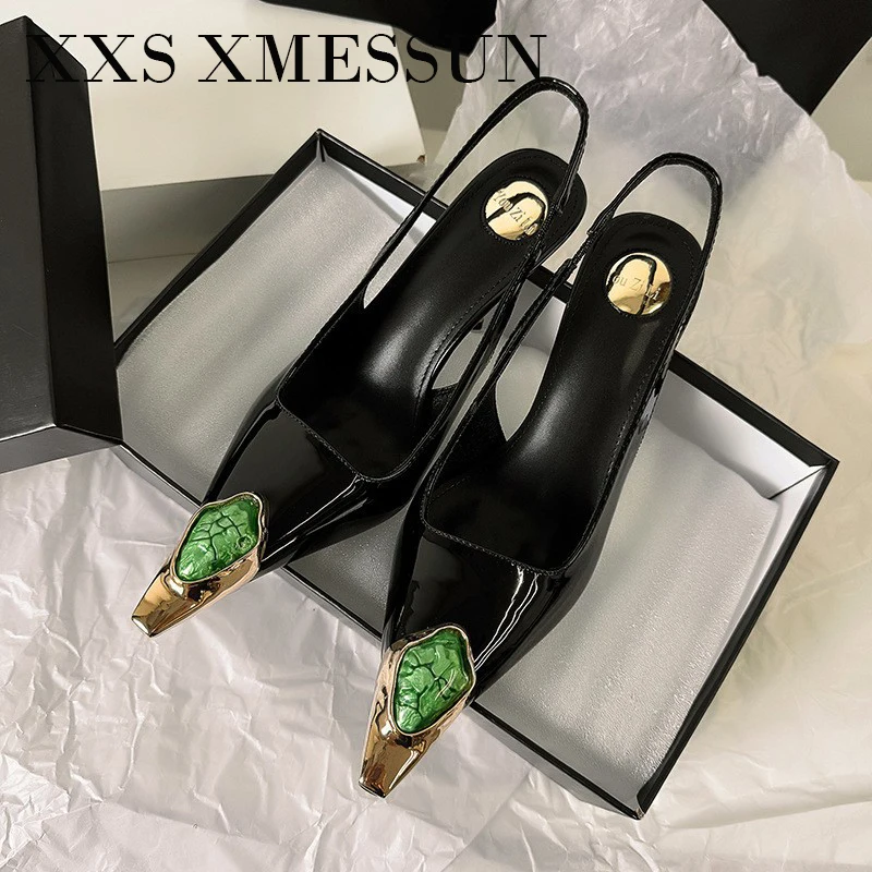 

XXS XMESSUN Summer Design Inlay Diamonds Woman Pumps Sandals Elegant Sexy Thin Heels Pointed Toe Banquet Prom Slingbacks Shoes