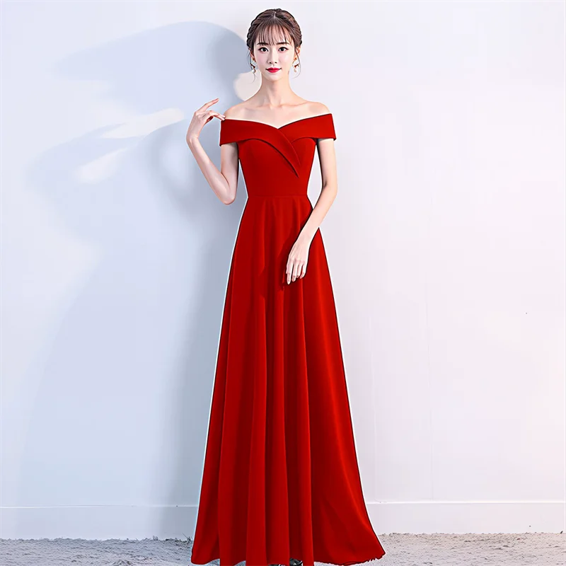 Damen-Abendkleid mit freiem Schulterbereich, elegantes, bodenlanges Kleid, hochwertige, schlichte, luxuriöse Bankett-, Party-, Abschlussball-, Cocktail- und formelle Kleidung – Detail 2