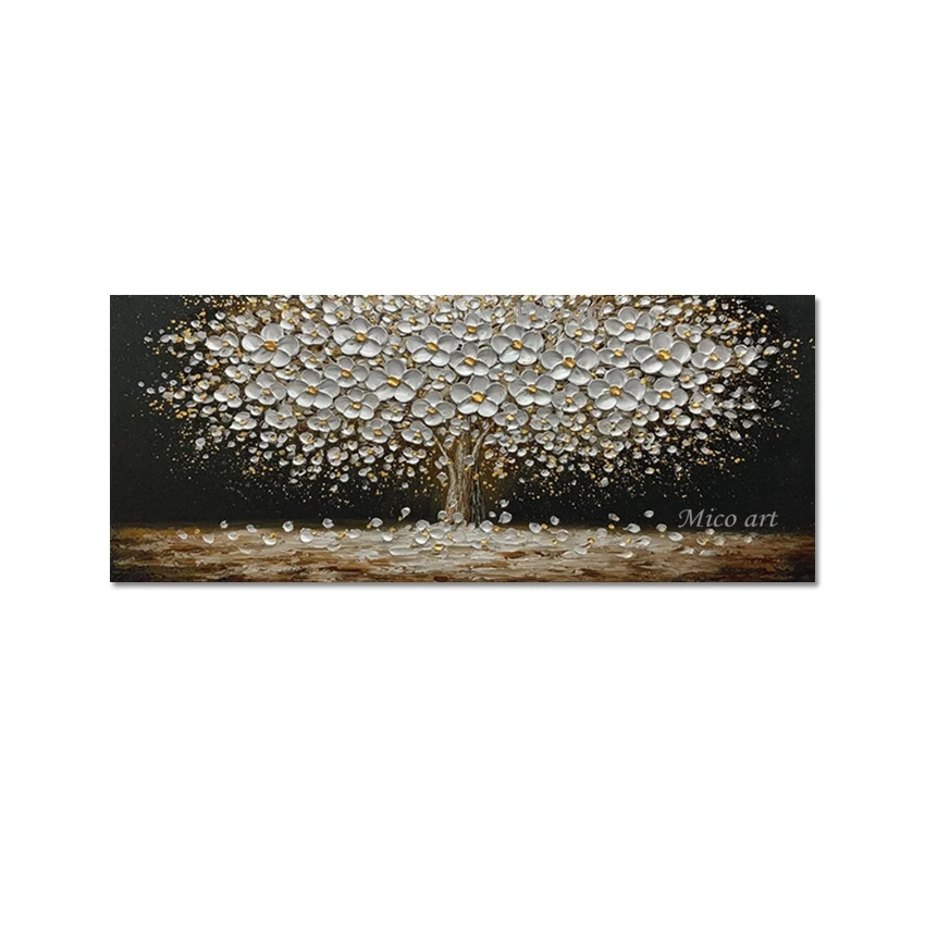 

3d Picture Beautiful Scenery Art Wall Frameless Flowers Painting On Canvas Tree Absract Hand Drawing Palette Knife Oil Painting