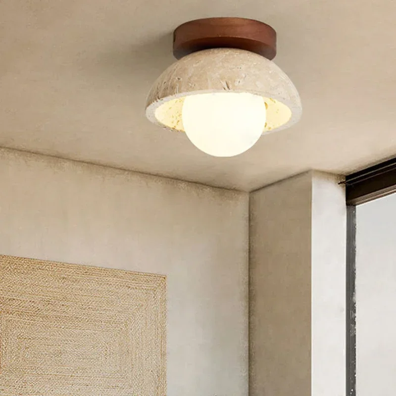 

Wabi Sabi Style Yellow Cave Stone Ceiling Lamp Restaurant Lighting Corridor Balcony Entrance Kitchen Decor CeilingLight