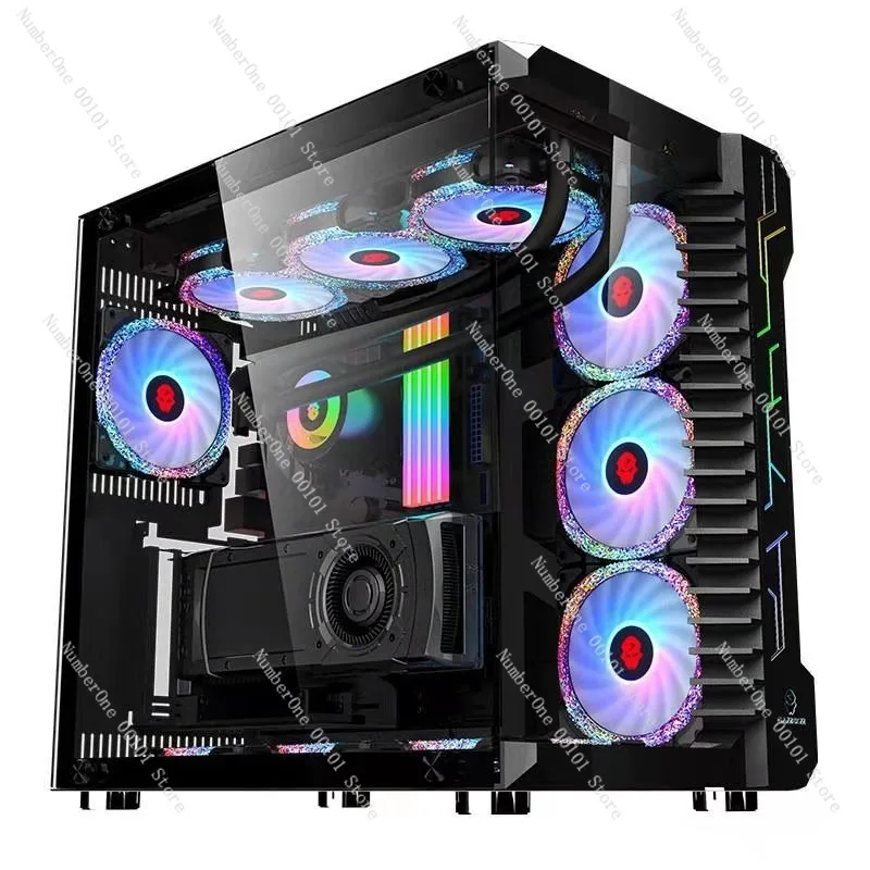 Desktop Gaming Computer Case Robin III, Side-view Tempered Glass, Water-cooled High-performance PC Chassis, Ocean View Room