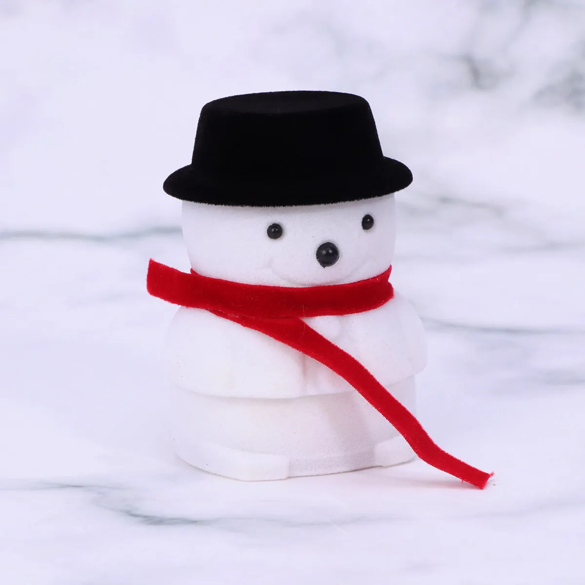 

Snowman Jewelry Box White Black Flannel Ring Holder Creative Storage Case Necklace Earring Organizer Gift Packing