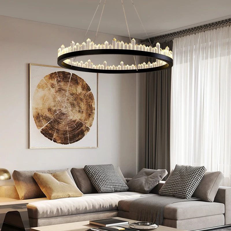 Morden Led Arrow Crystal Ceiling Chandeliers Black Dining Living Room Pendant Lights Home Decor Hanging Lamps Luster Fixtures