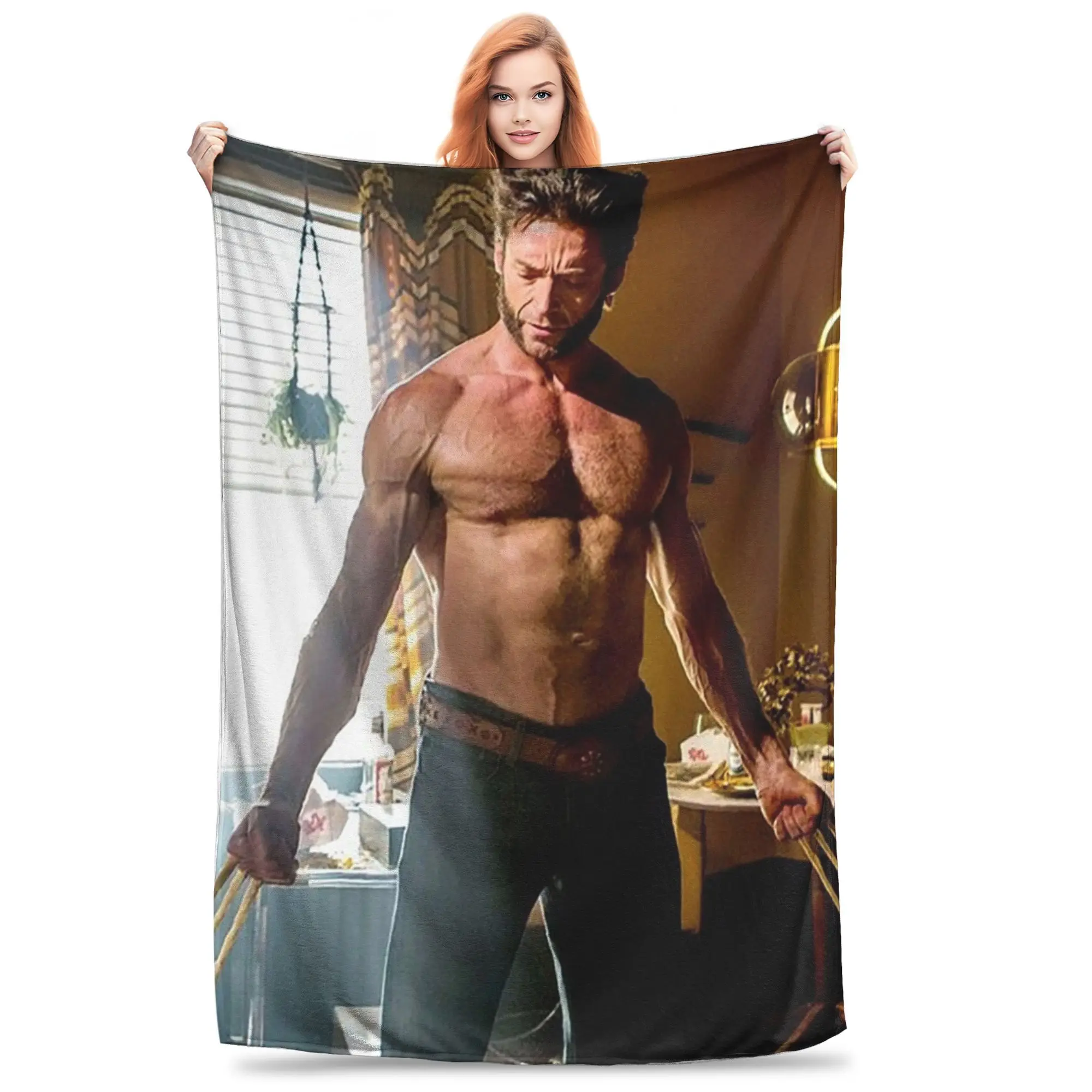 

Hugh Jackman Blankets Soft Warm Flannel Throw Blanket Cover for Bed Living room Picnic Travel Home Couch
